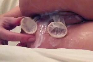 Passionate GF Fully Satisfied, Slides Out Warm Condoms Slow